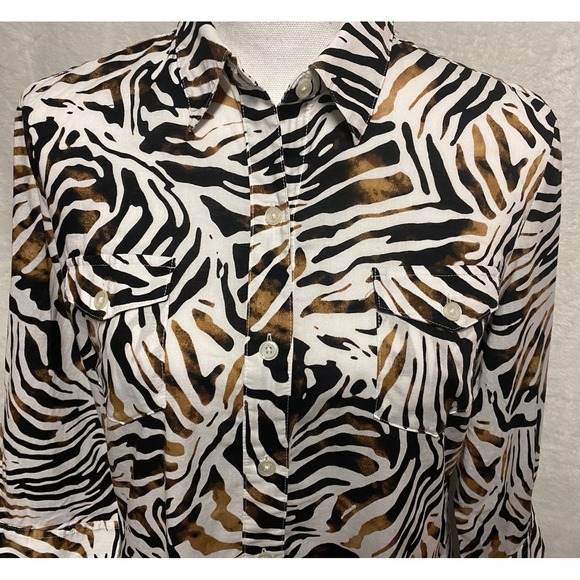 Jones New York Signature Petite Animal Print 3/4 Sleeve Blouse Women's Size PL - Picture 2 of 10